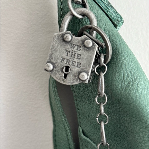 Free People We The Free Leigh Distressed Leather Tote Secret Sage Full Size - Picture 4 of 13